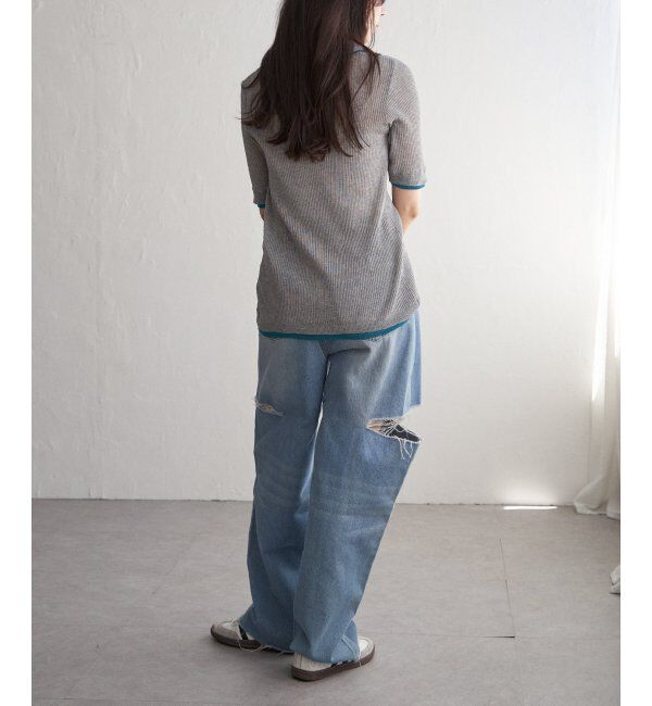 VENCE share style「麻タッチ襟付きカーディガン」|カーディガン|