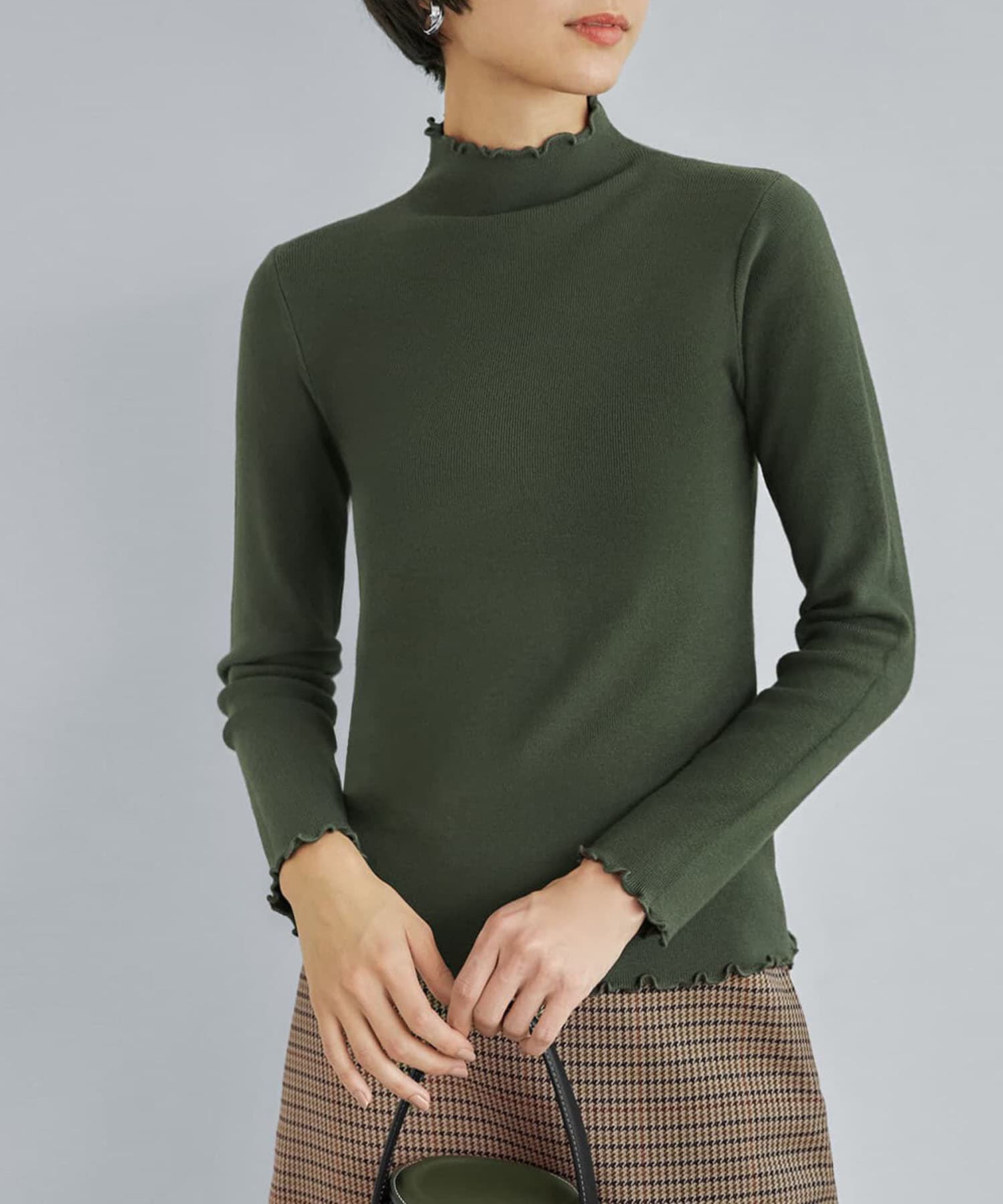 STYLE DELI「端っこメロウなめらかトップス」|ニット・セーター|カーキ