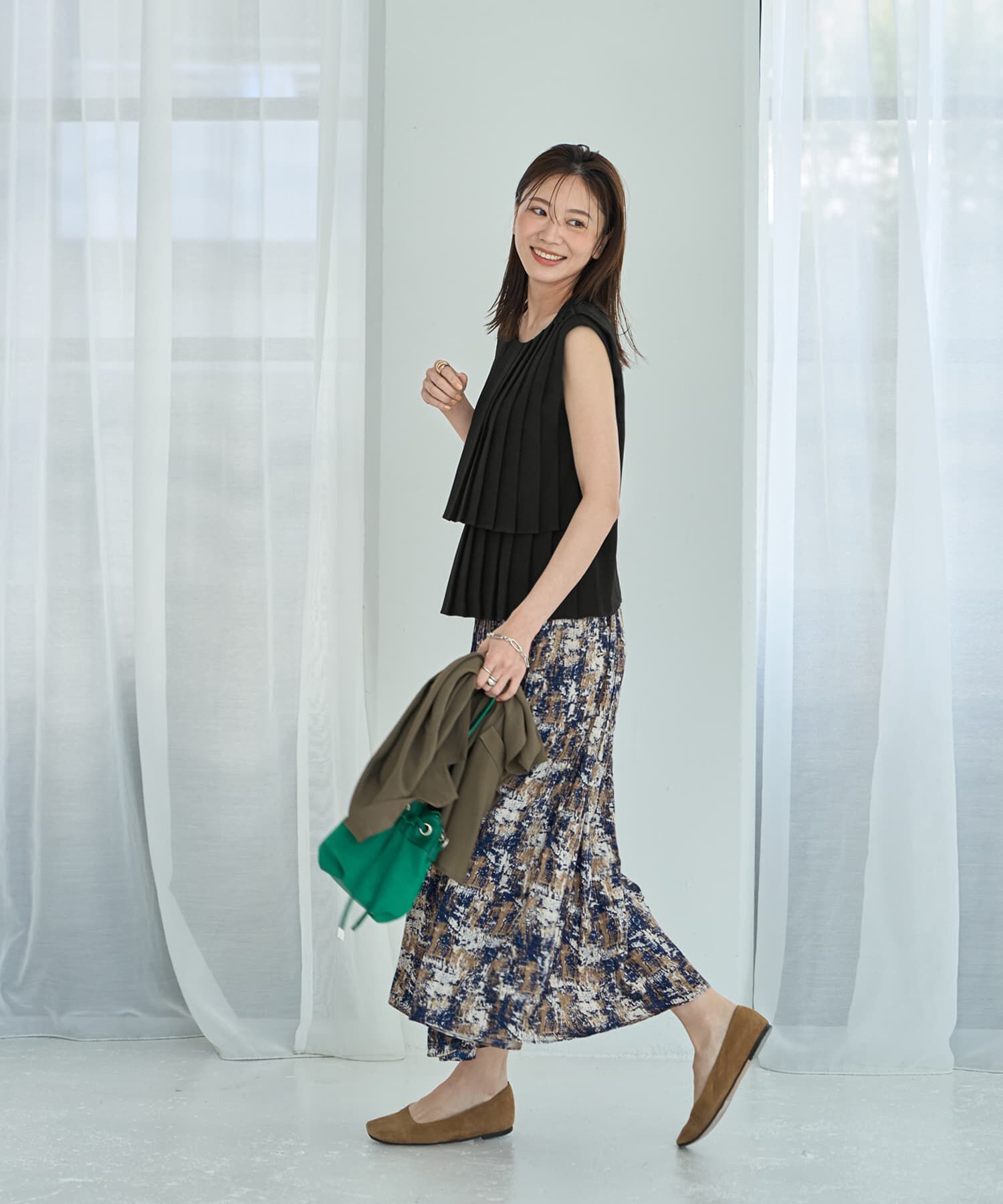 STYLE DELI「カラーMIX柄フェードアウトプリーツスカート」|フレア|