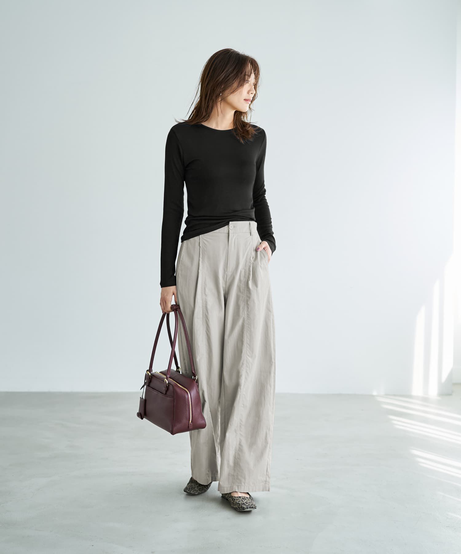 STYLE DELI「とろみ薄リブクルーネックトップス」|Tシャツ・カットソー|