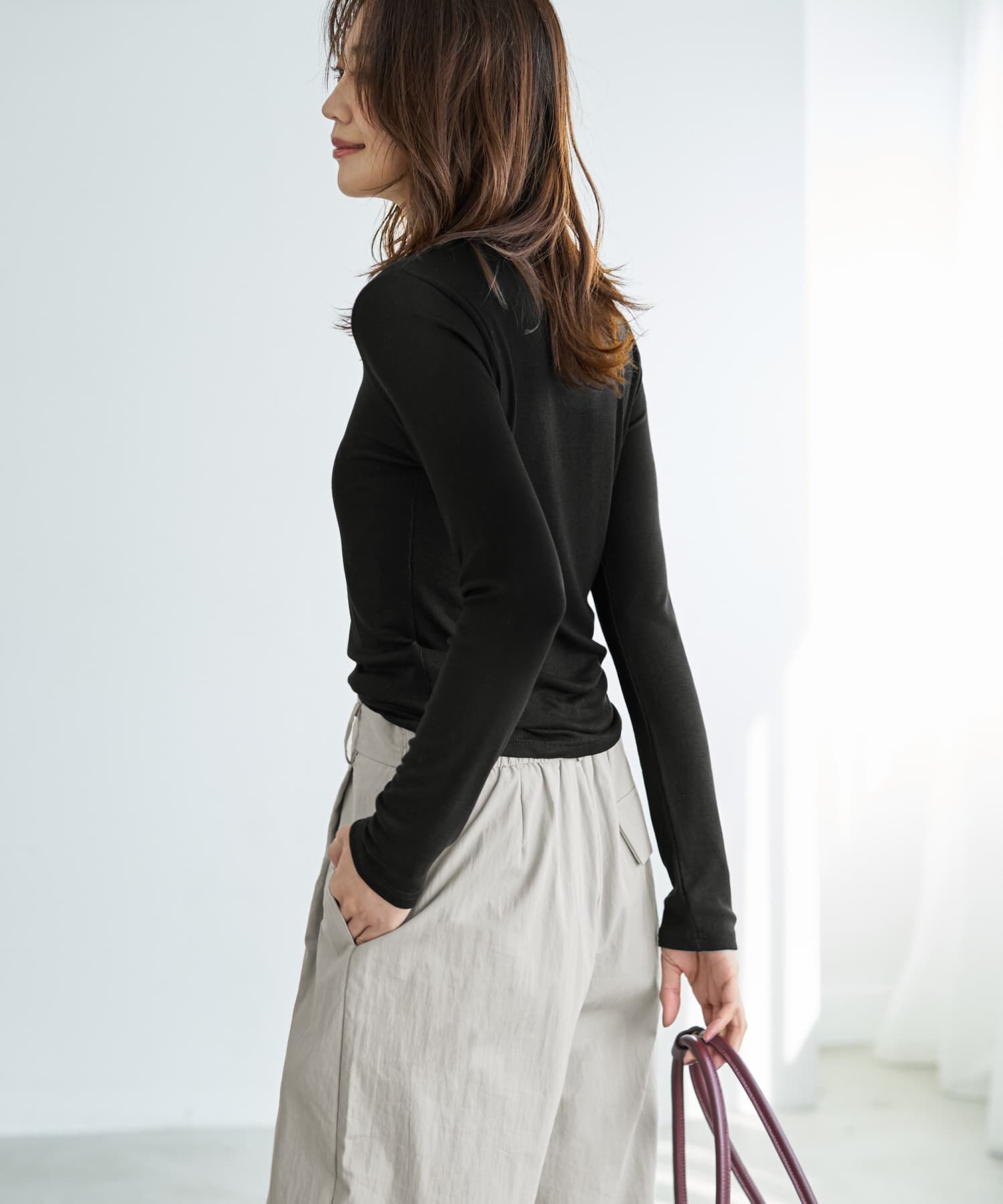 STYLE DELI「とろみ薄リブクルーネックトップス」|Tシャツ・カットソー|