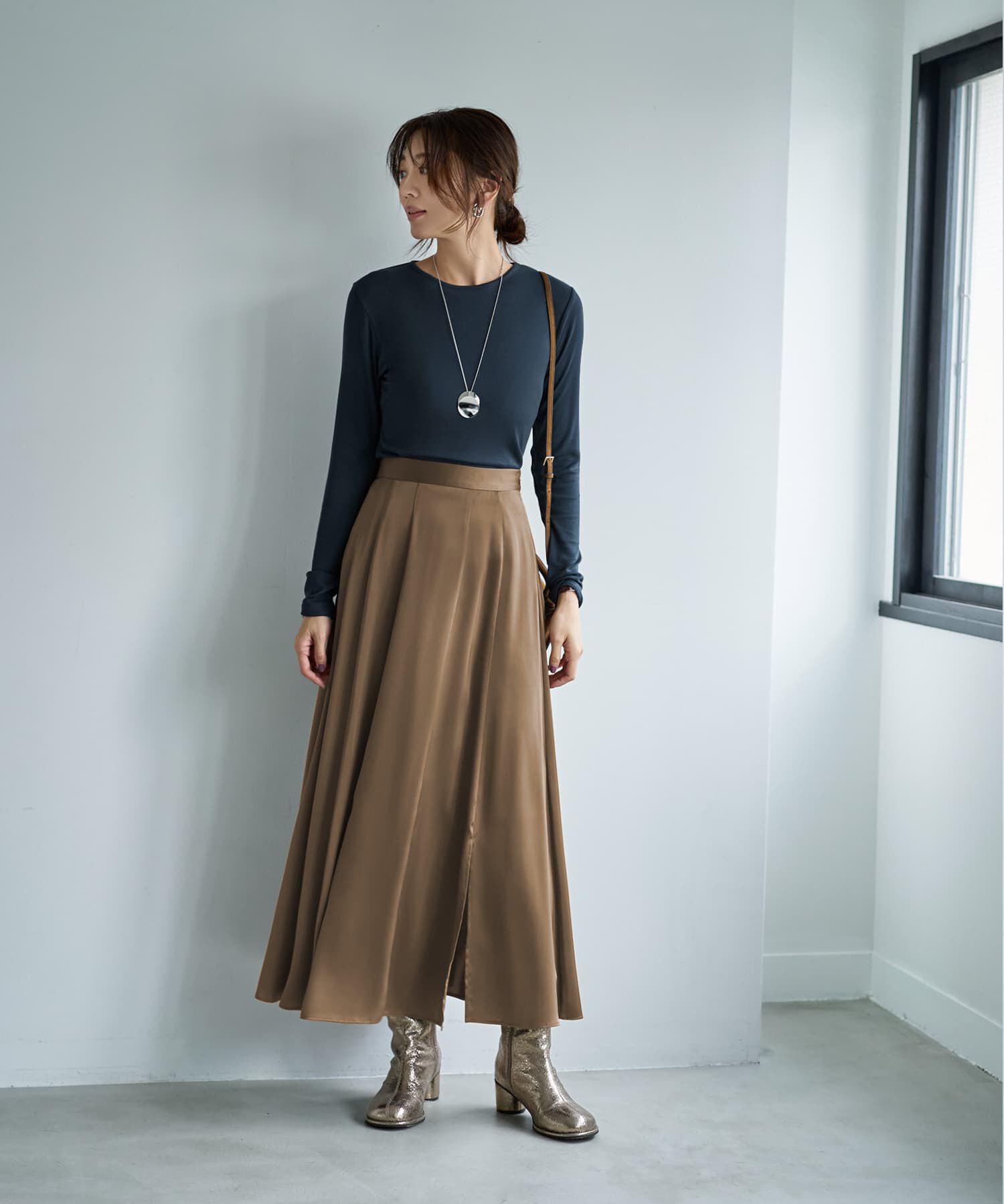 STYLE DELI「とろみ薄リブクルーネックトップス」|Tシャツ・カットソー|