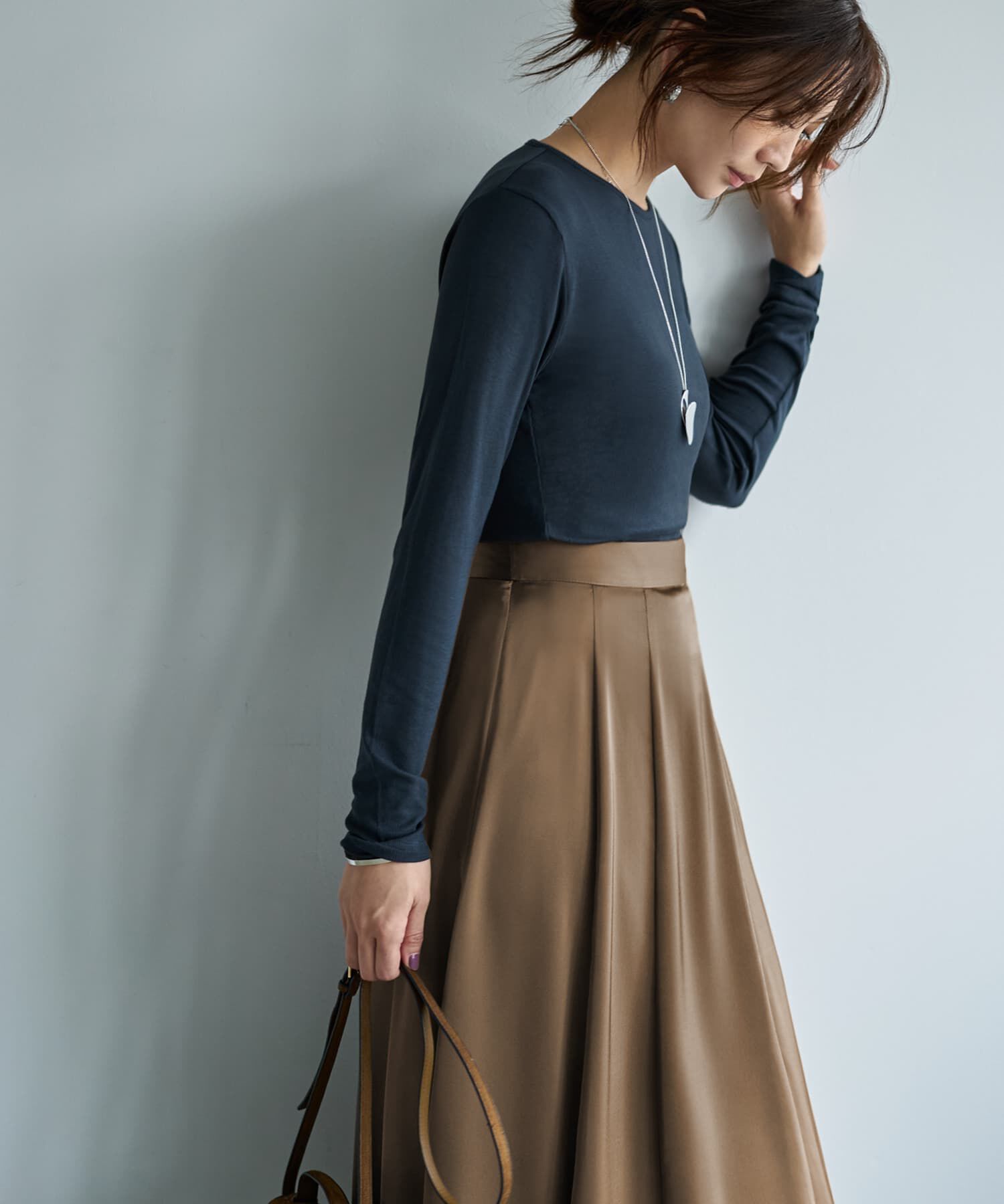 STYLE DELI「とろみ薄リブクルーネックトップス」|Tシャツ・カットソー|