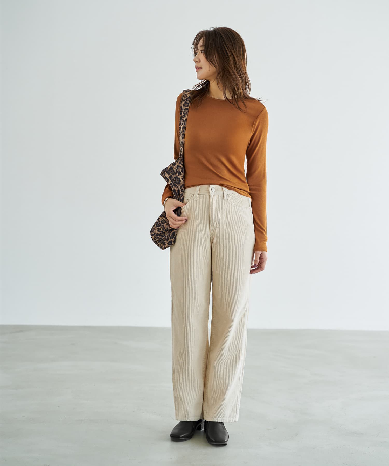 STYLE DELI「とろみ薄リブクルーネックトップス」|Tシャツ・カットソー|