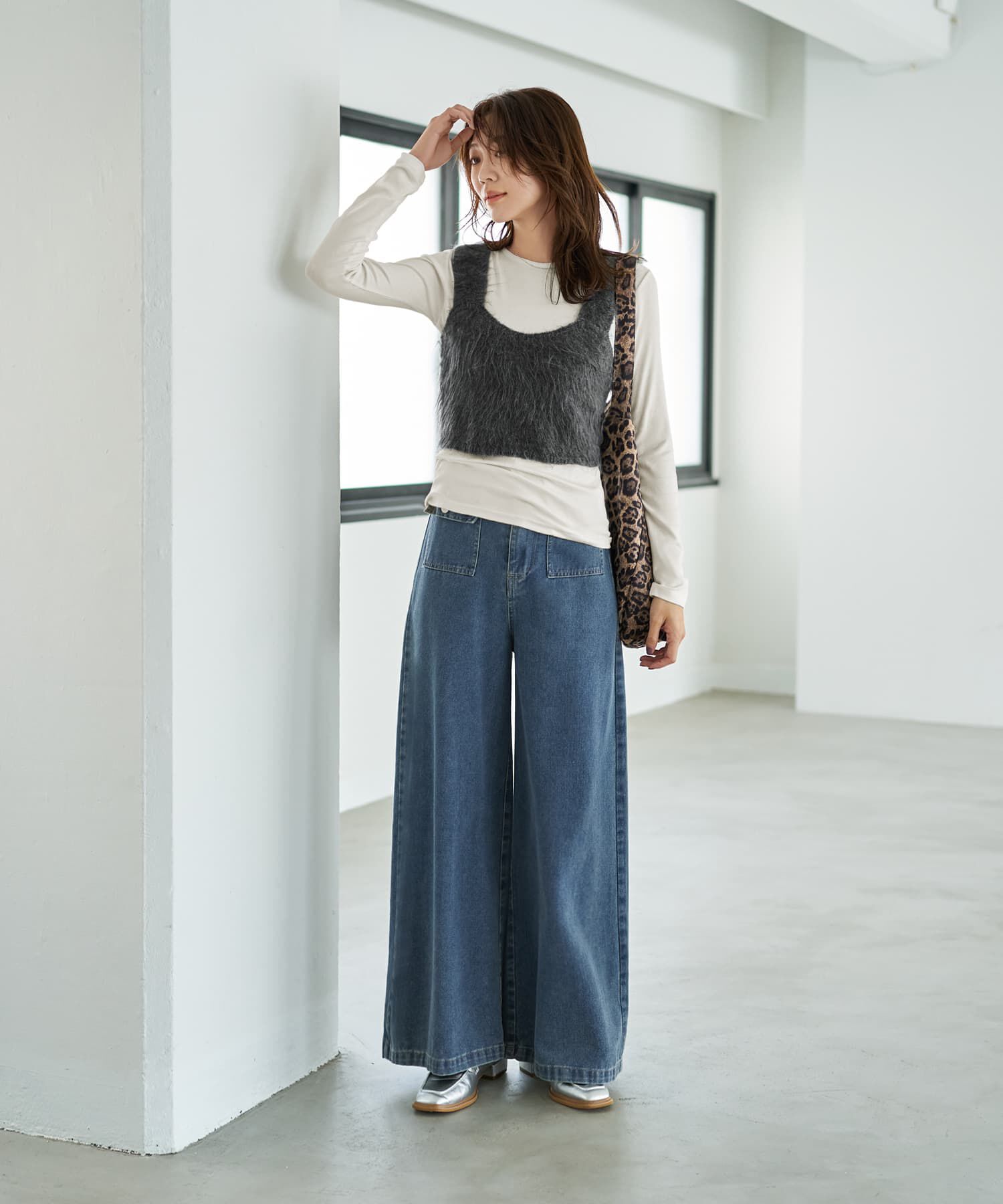 STYLE DELI「とろみ薄リブクルーネックトップス」|Tシャツ・カットソー|