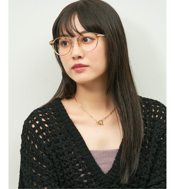  「Zoff｜emiri ボストン型 メガネ |辺見えみり チタン 軽量 メタルフレーム レンズ交換券付」|サングラス|ブラウン