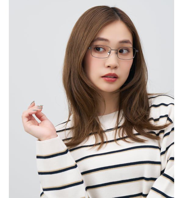  「ウェリントン 横長 メガネ | メタルフレーム 眼鏡 伊達メガネ 度付き 度なし ユニセックス レンズ交換券付」|メガネ|グレー