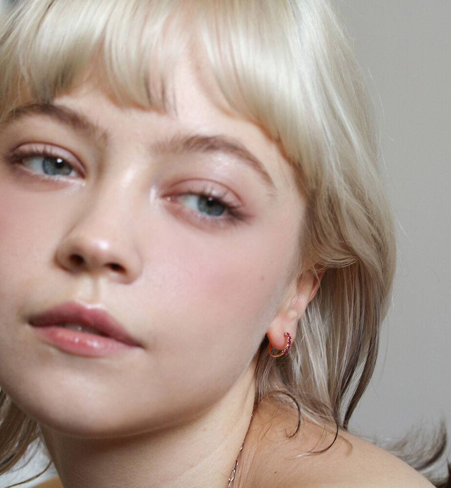  「ルビー スナップ フープ ピアス  | K10YG」|ピアス|