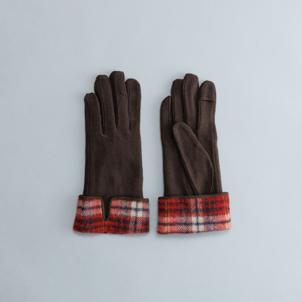 BACKYARD FAMILY「クロダ 手袋 レディース 通販 グローブ 手ぶくろ 暖かい かわいい 通勤 通学 タータンチェック」|手袋|ブラウン1