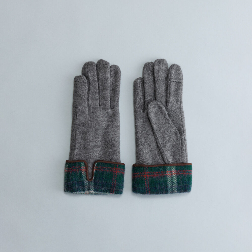 BACKYARD FAMILY「クロダ 手袋 レディース 通販 グローブ 手ぶくろ 暖かい かわいい 通勤 通学 タータンチェック」|手袋|グレー1
