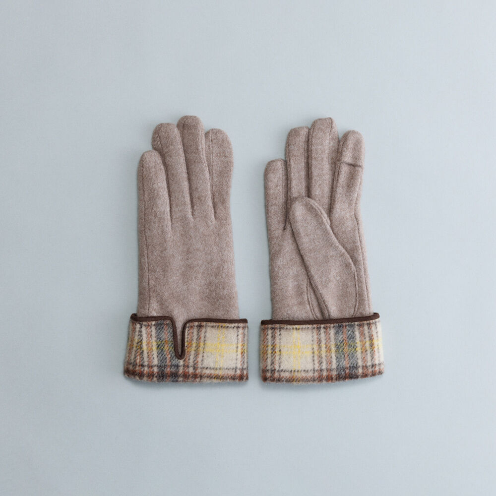 BACKYARD FAMILY「クロダ 手袋 レディース 通販 グローブ 手ぶくろ 暖かい かわいい 通勤 通学 タータンチェック」|手袋|ベージュ1
