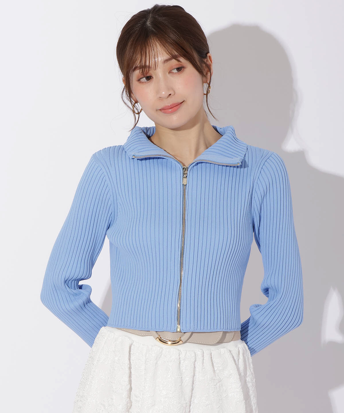 アンドクチュール「リブジッパーカーディガン」|カーディガン|