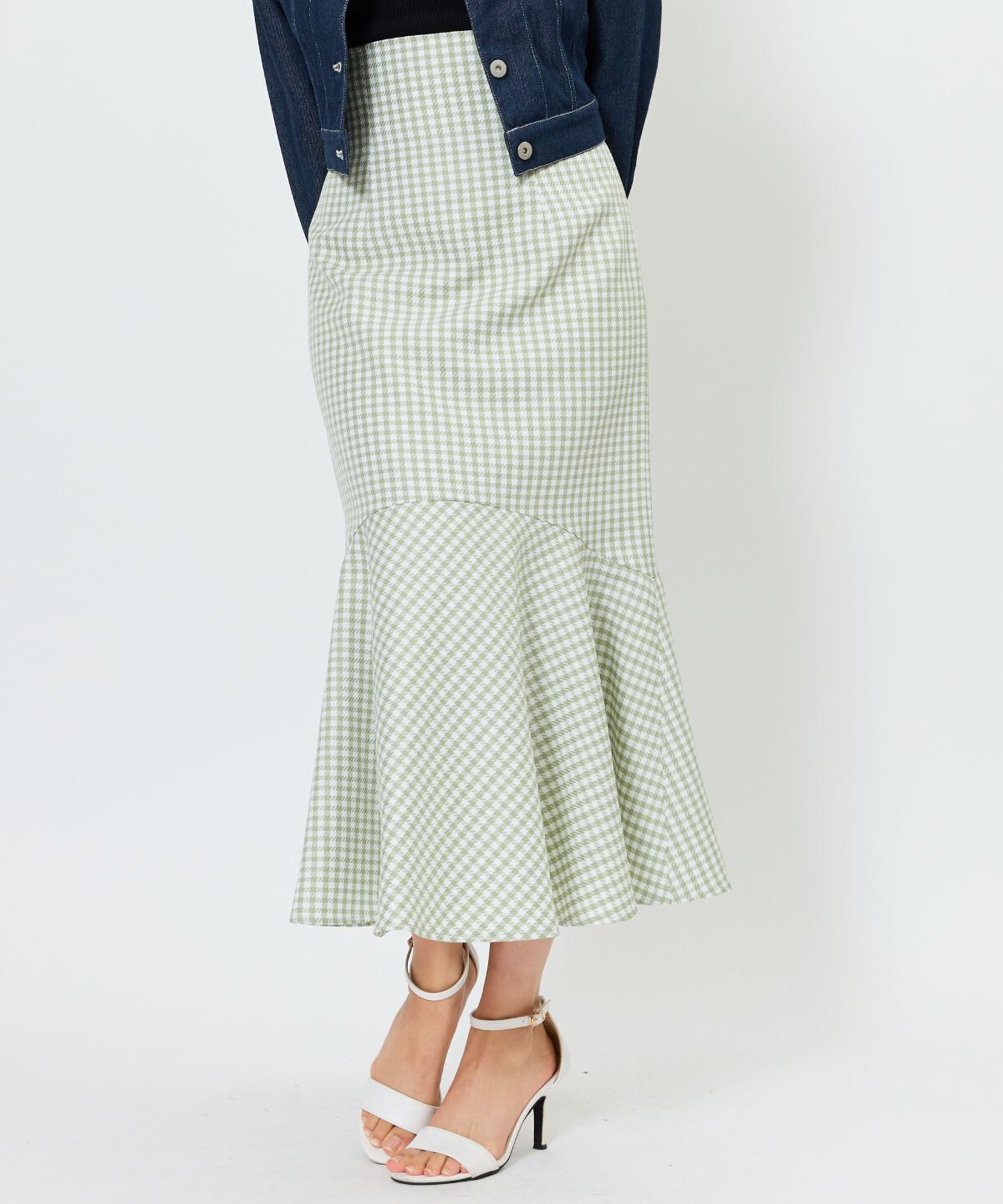 アンドクチュール「千鳥柄マーメイドスカート」|フレア|