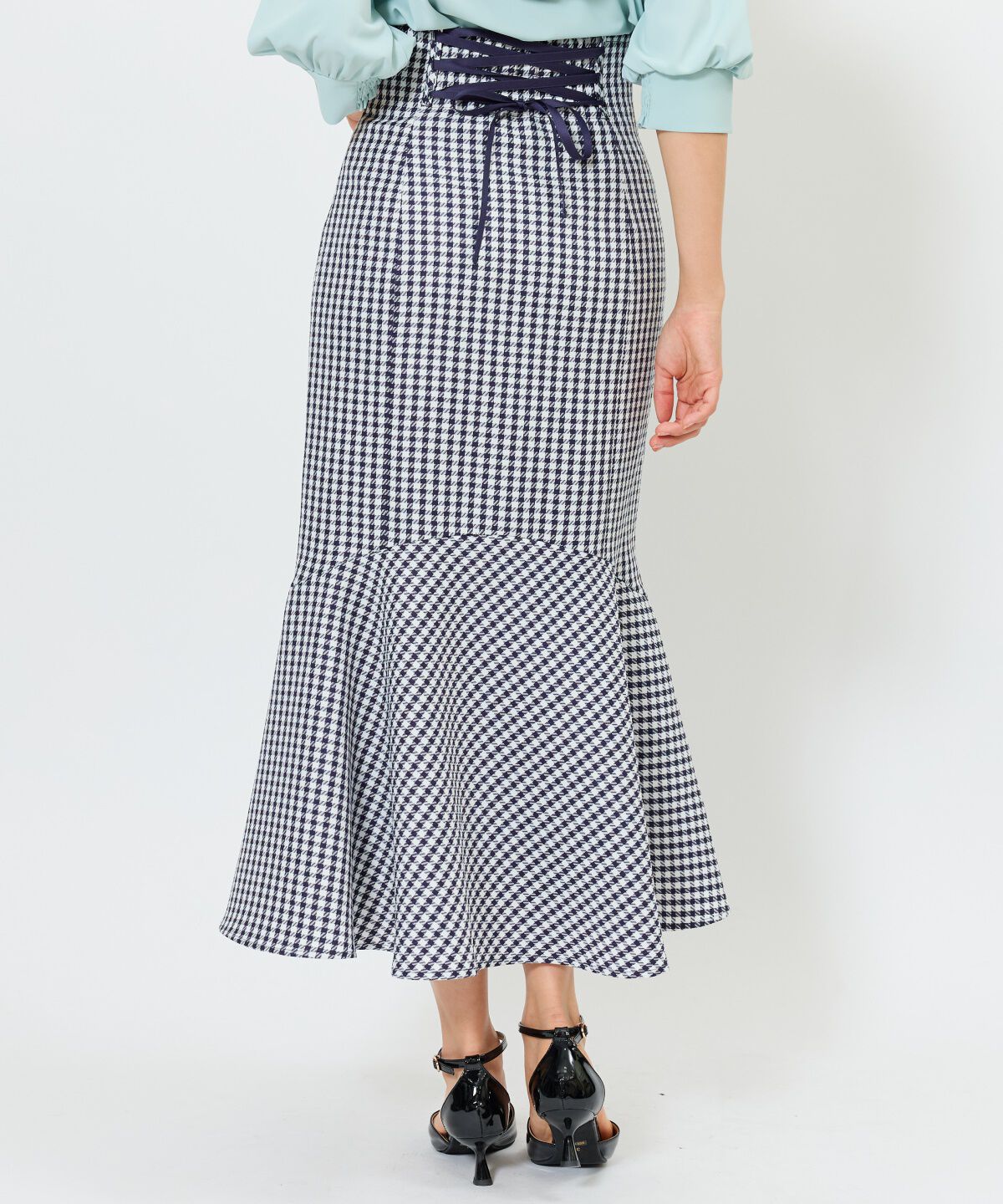 アンドクチュール「千鳥柄マーメイドスカート」|フレア|