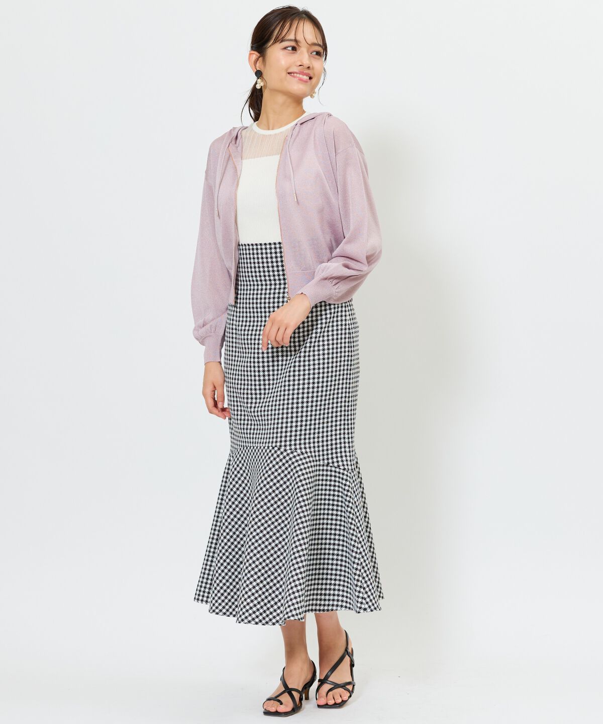 アンドクチュール「千鳥柄マーメイドスカート」|フレア|