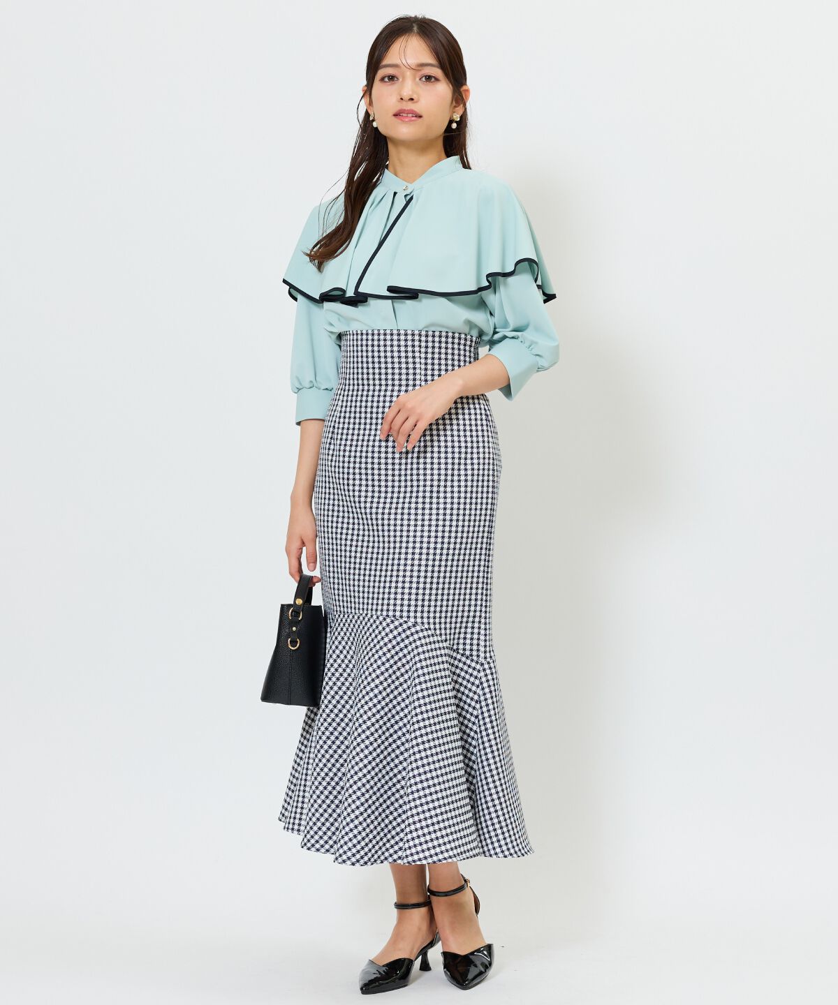 アンドクチュール「千鳥柄マーメイドスカート」|フレア|