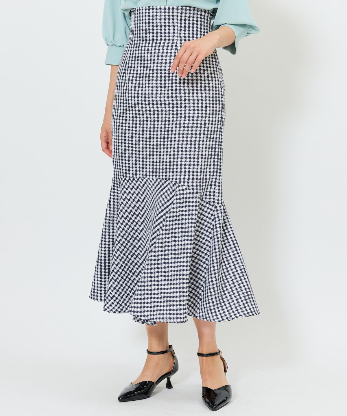 アンドクチュール「千鳥柄マーメイドスカート」|フレア|