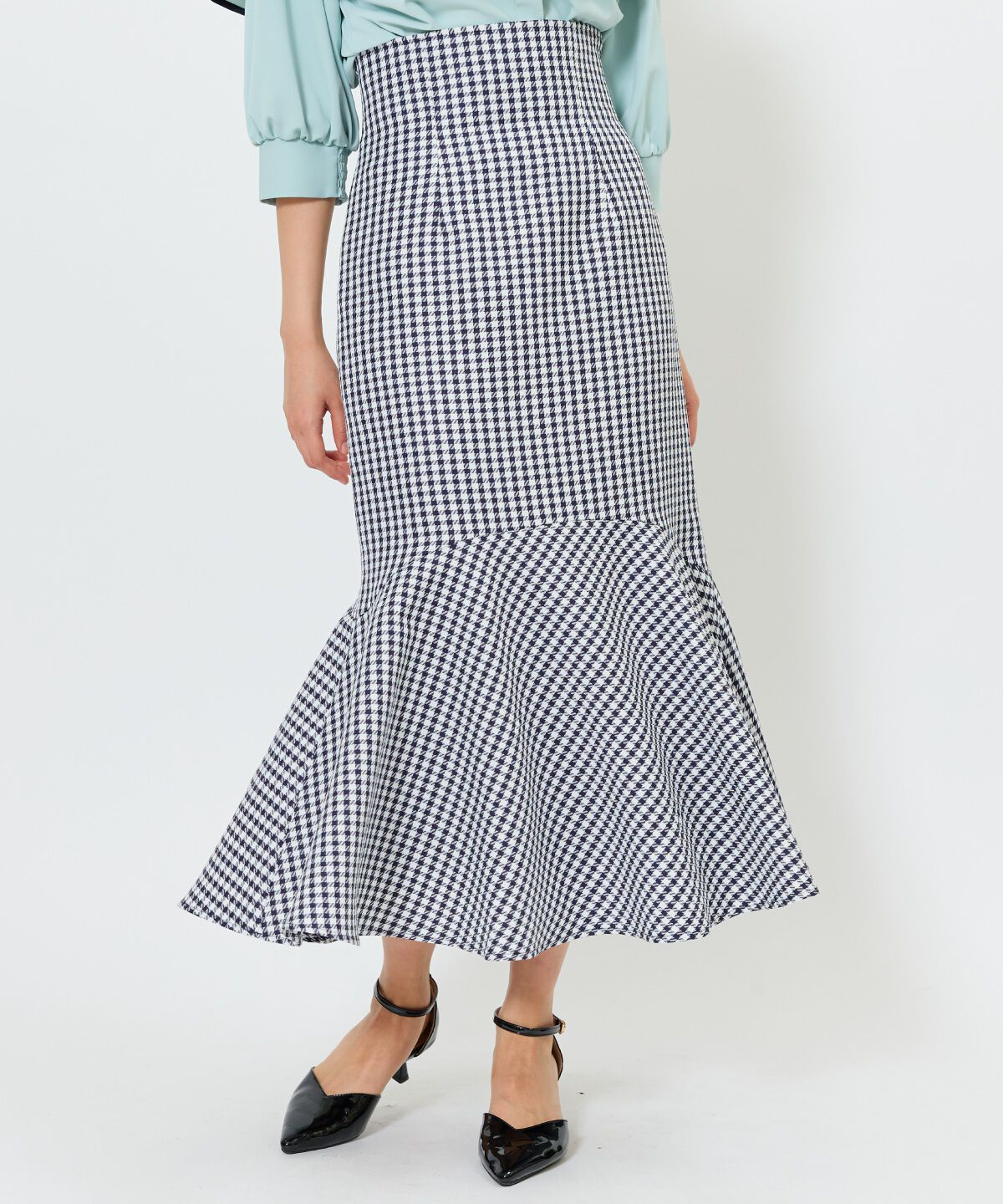 アンドクチュール「千鳥柄マーメイドスカート」|フレア|