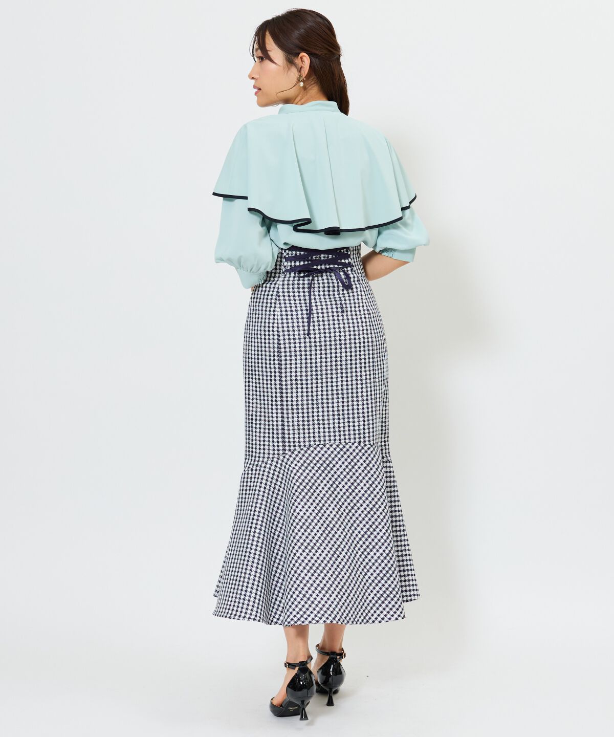 アンドクチュール「千鳥柄マーメイドスカート」|フレア|