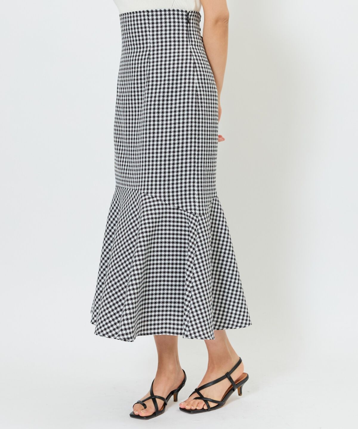 アンドクチュール「千鳥柄マーメイドスカート」|フレア|ブラック