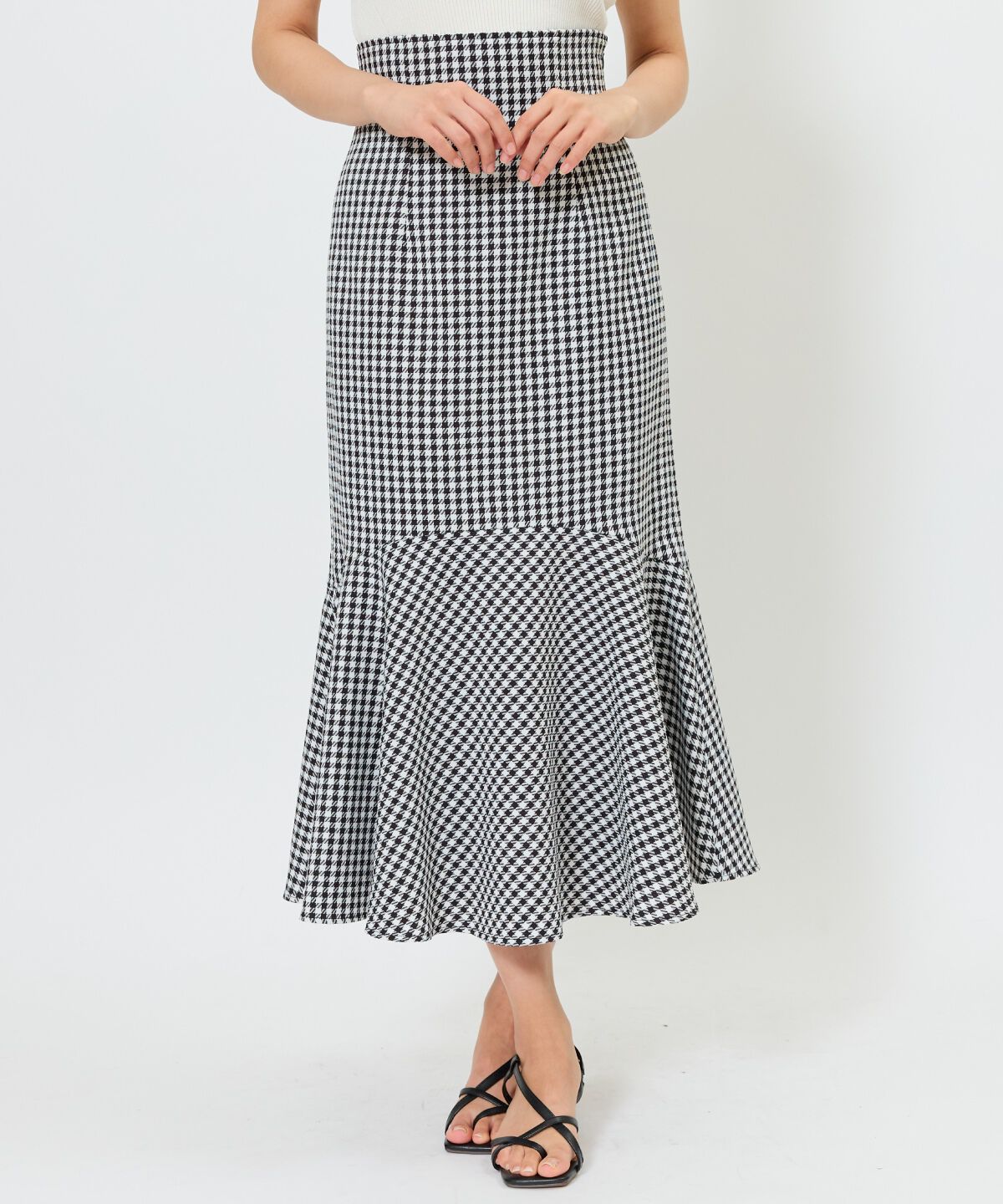アンドクチュール「千鳥柄マーメイドスカート」|フレア|