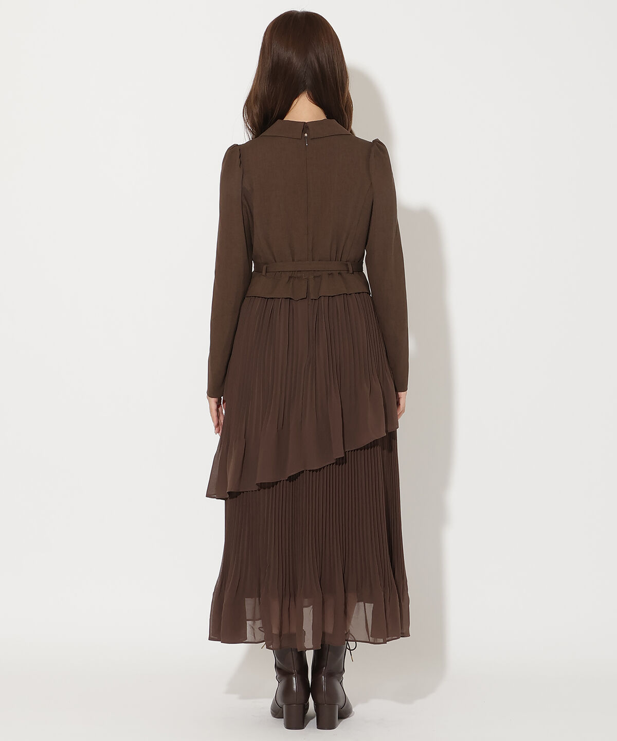 アンドクチュール「ジャケットレイヤードプリーツワンピース」|ワンピース|