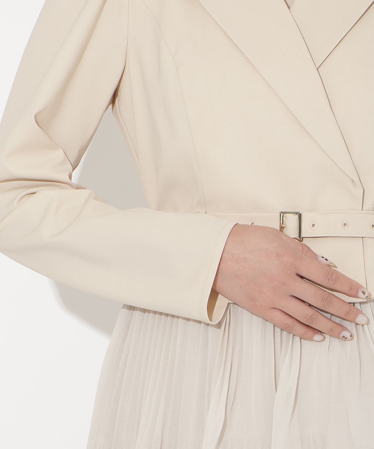 アンドクチュール「ジャケットレイヤードプリーツワンピース」|ワンピース|