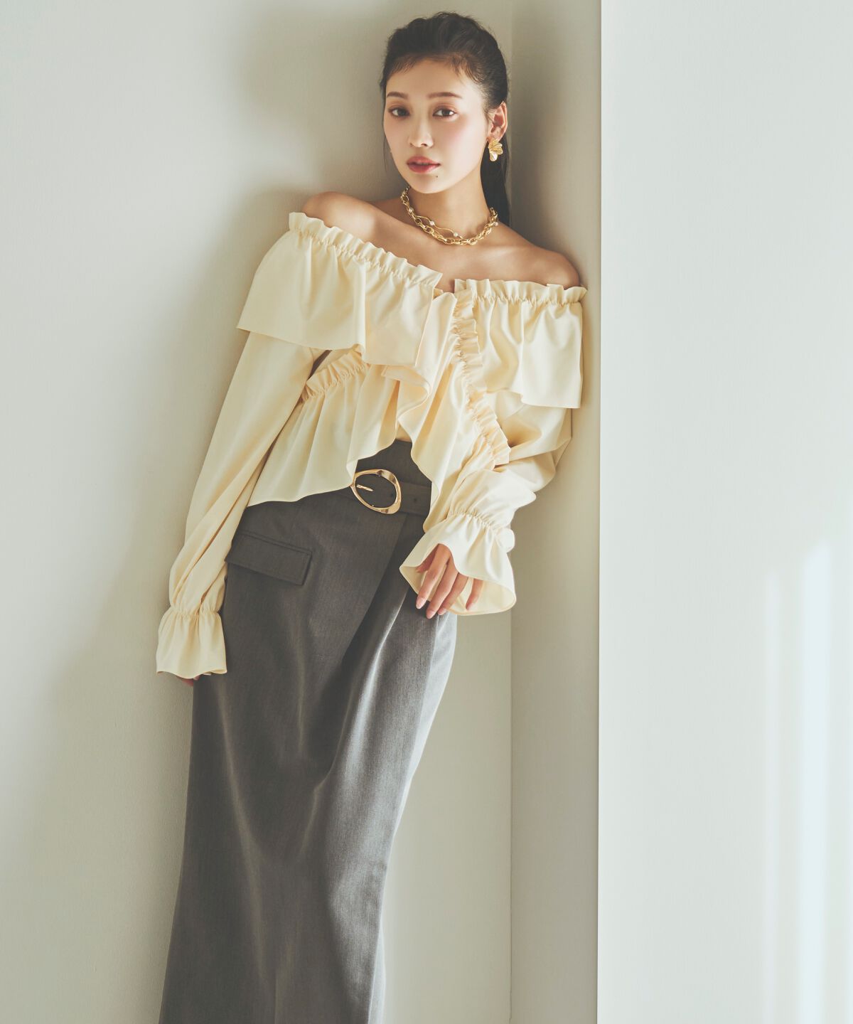 アンドクチュール「フリルクロスブラウス」|シャツ・ブラウス|