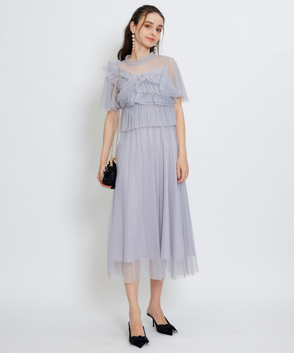 REDYAZEL「チュールフリルブラウス&times;キャミワンピースドレス」|ドレス|