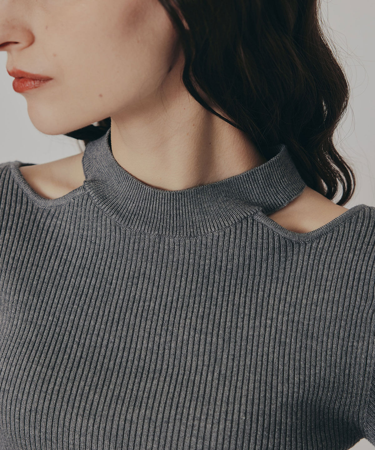 REDYAZEL「カットアウトリブニットトップス」|ニット・セーター|