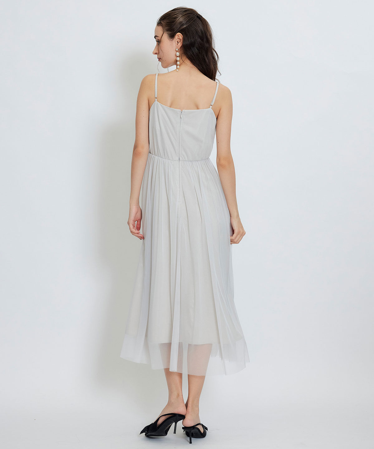 REDYAZEL「チュールレースティアードトップス&times;キャミソールフレアロングドレス」|ドレス|