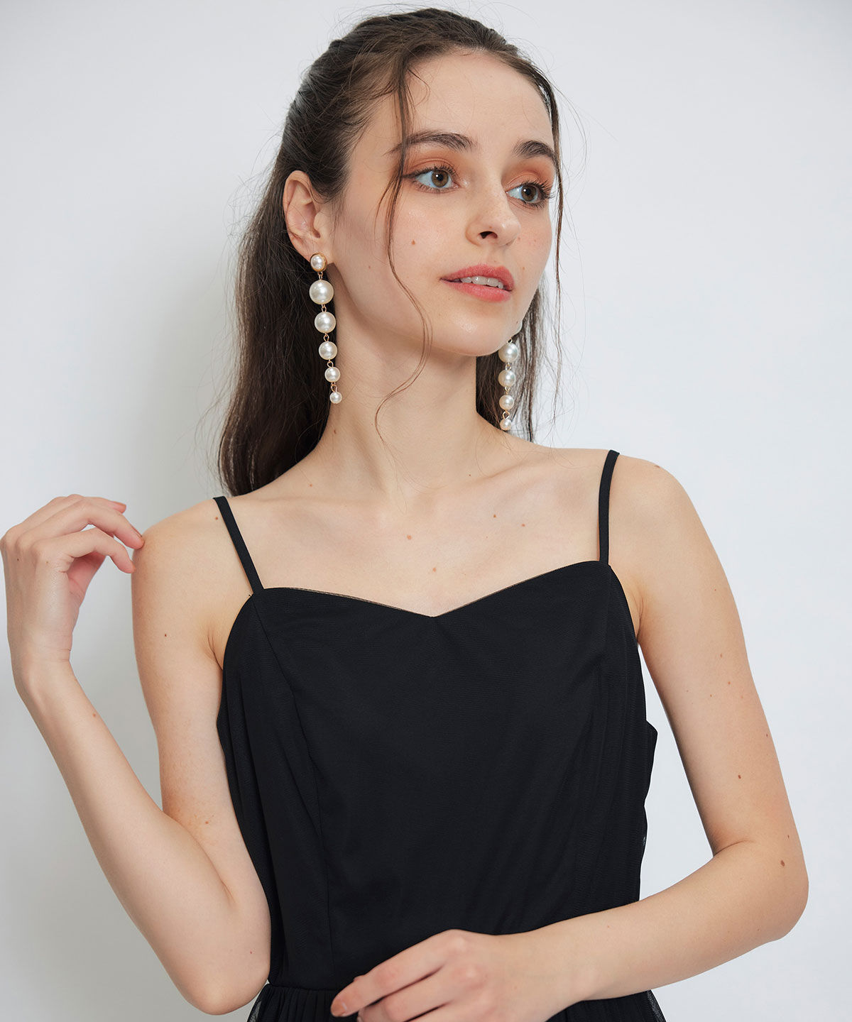 REDYAZEL「チュールレースティアードトップス&times;キャミソールフレアロングドレス」|ドレス|