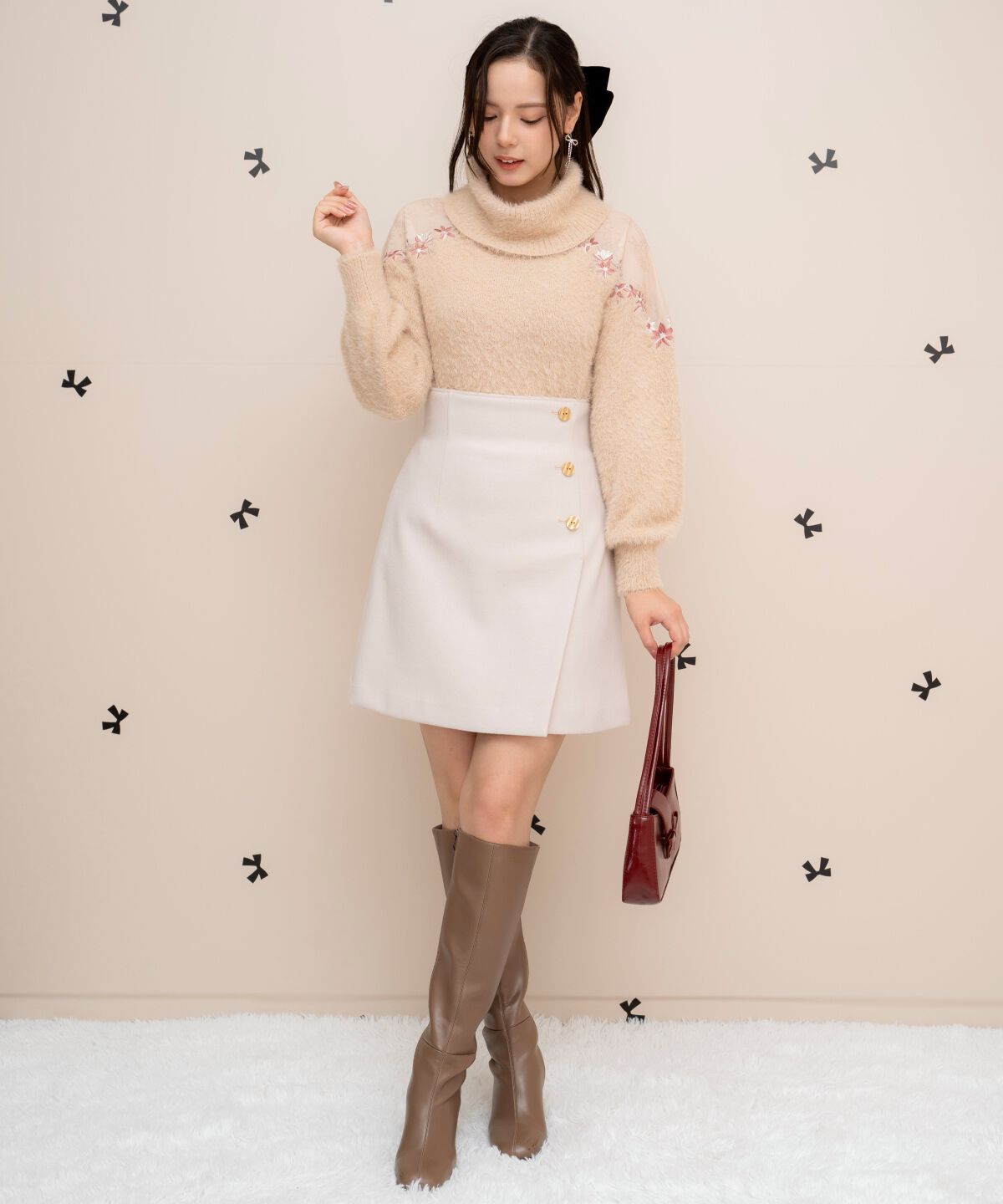 WILLSELECTION「刺繍シャギーニットプルオーバー」|ニット・セーター|