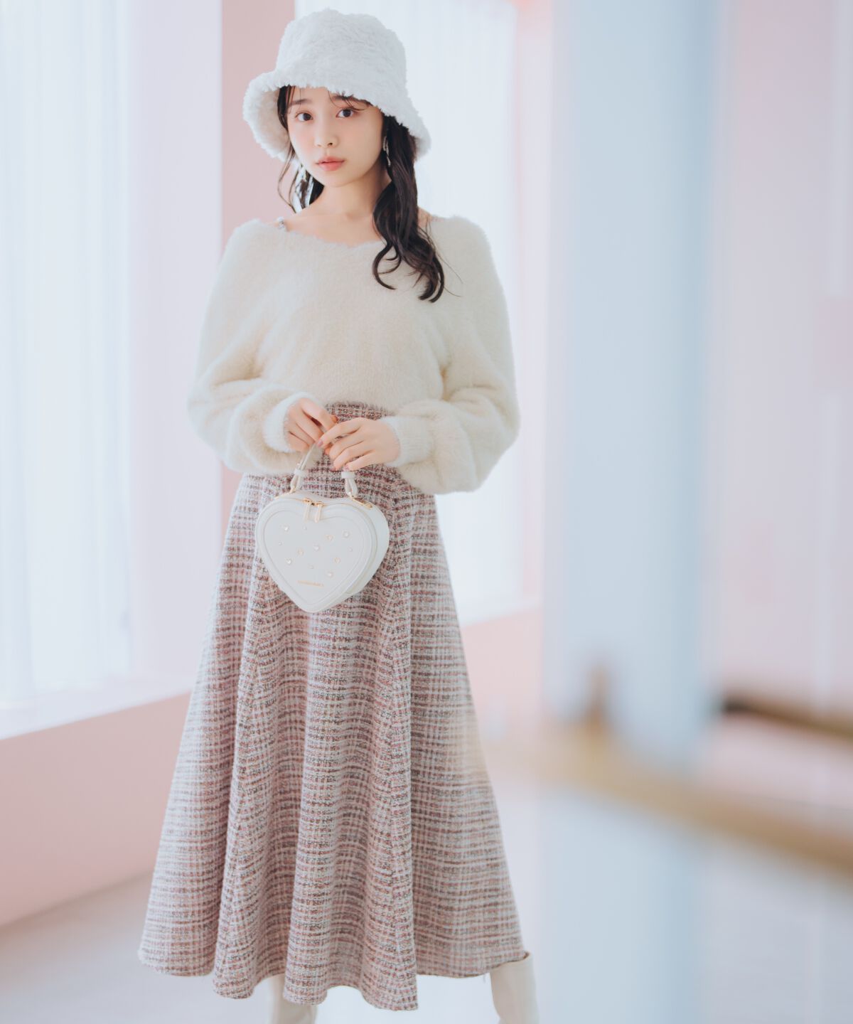 WILLSELECTION「シャギーニット&times;フレアワンピース」|ワンピース|