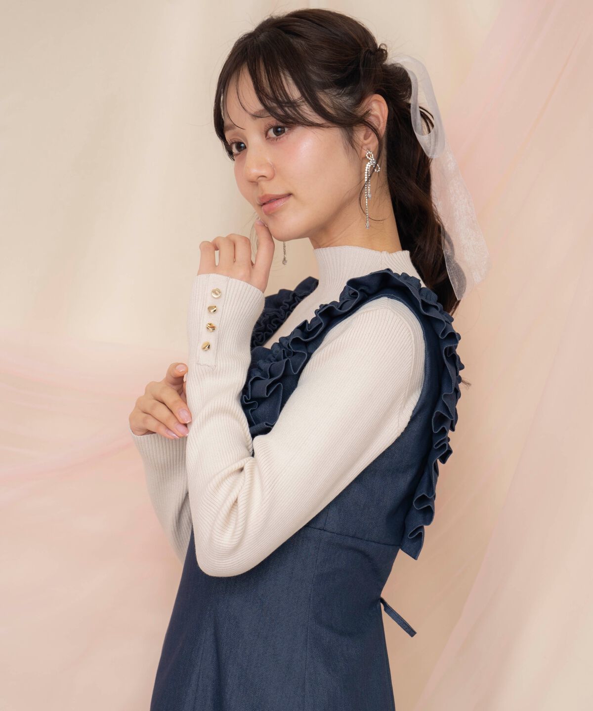 WILLSELECTION「袖口ボタンボトルネックリブニット」|ニット・セーター|