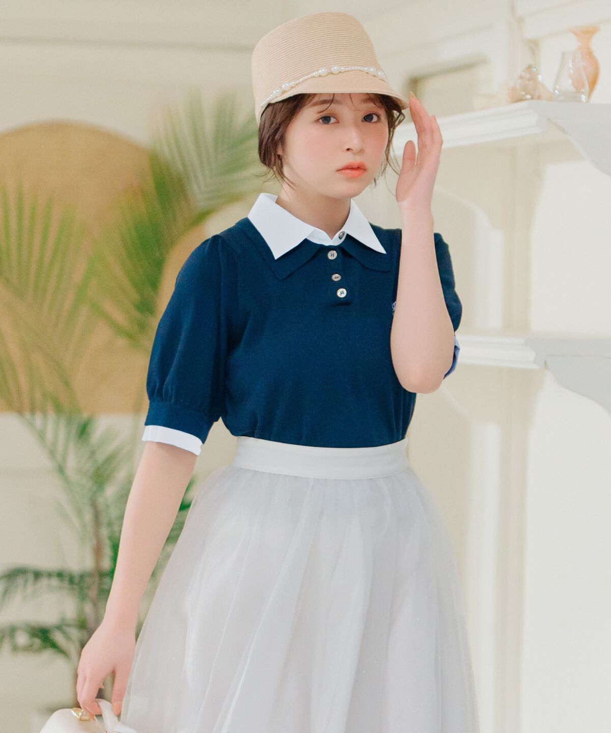 WILLSELECTION「レイヤード風ポロニット」|ニット・セーター|