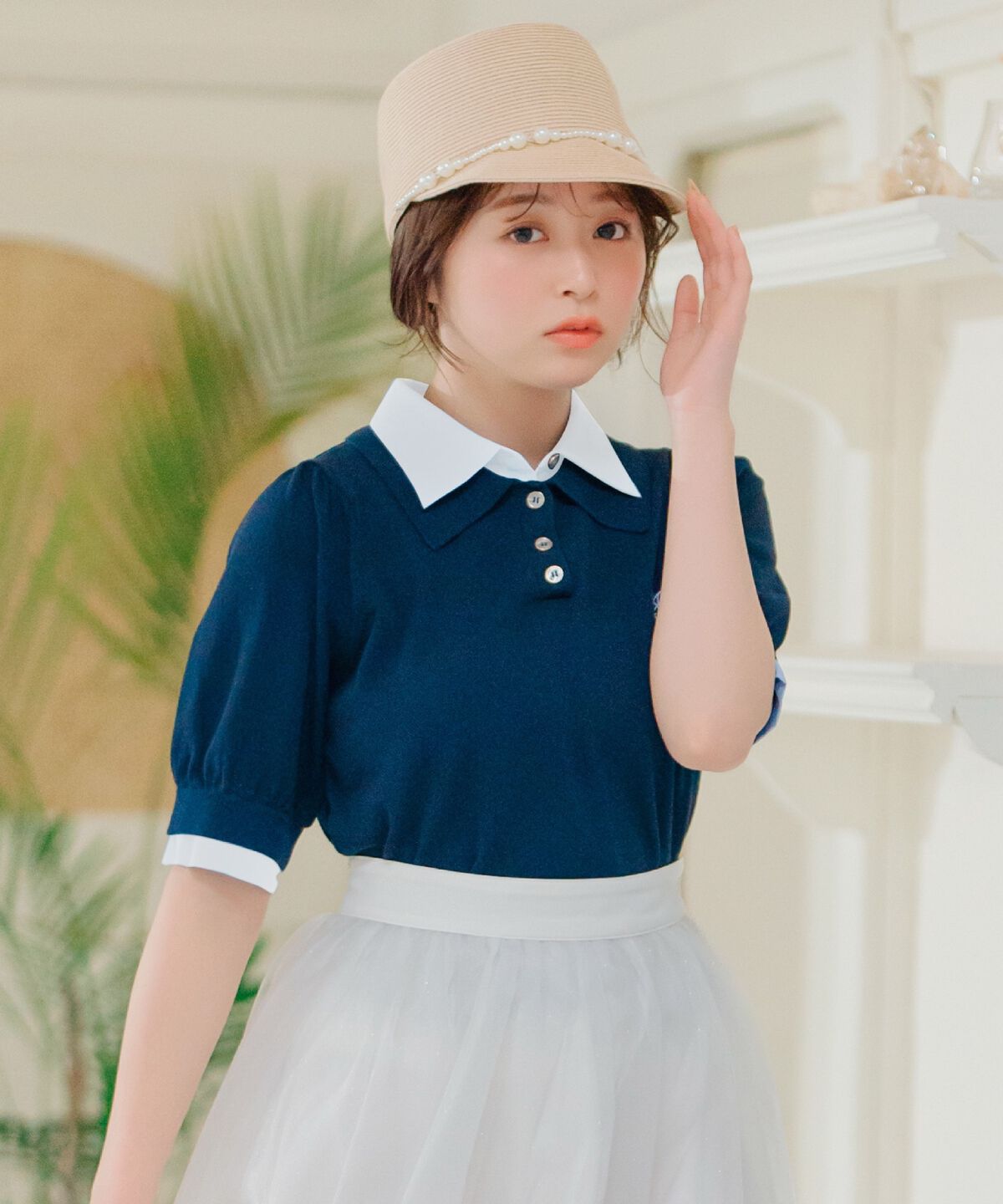 WILLSELECTION「レイヤード風ポロニット」|ニット・セーター|