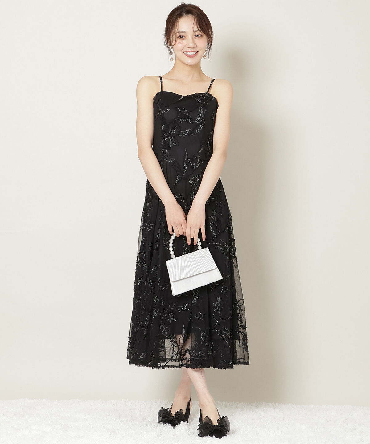 WILLSELECTION「刺繍レースキャミワンピース」|ドレス|ブラック