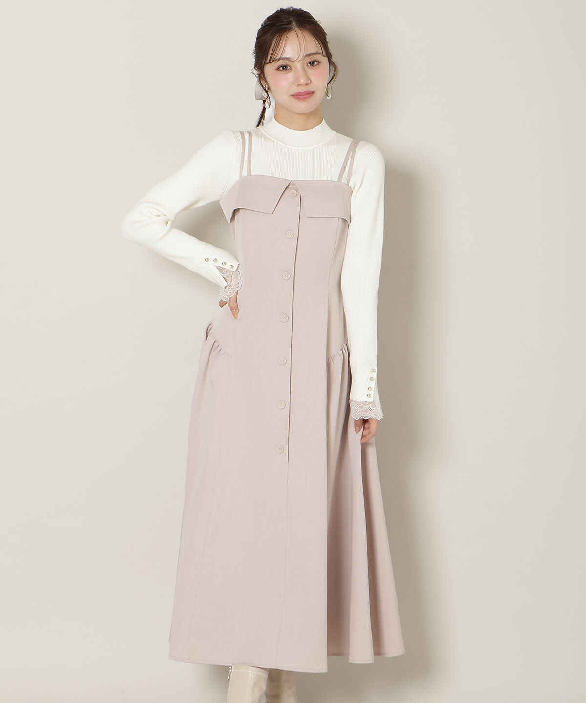 WILLSELECTION「ギャザー切替ストラップキャミワンピース」|ワンピース|