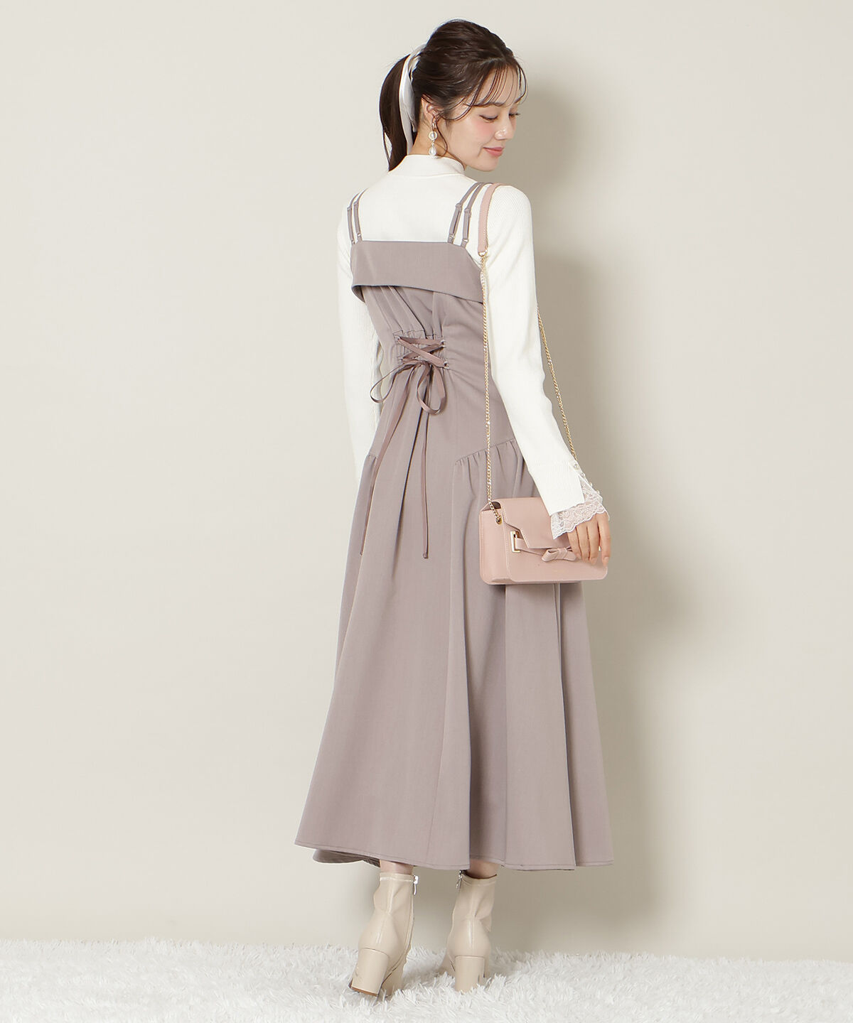 WILLSELECTION「ギャザー切替ストラップキャミワンピース」|ワンピース|