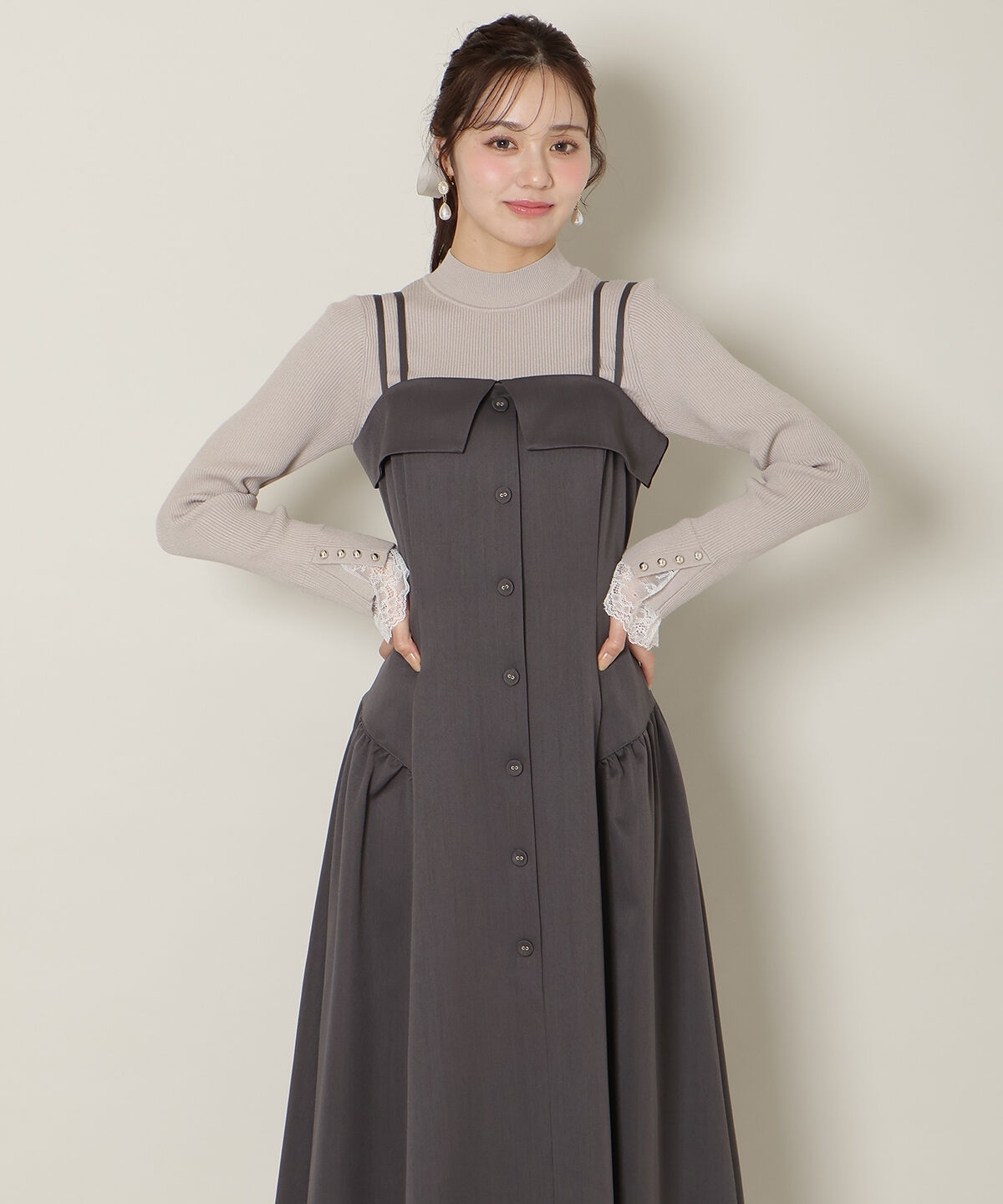 WILLSELECTION「ギャザー切替ストラップキャミワンピース」|ワンピース|