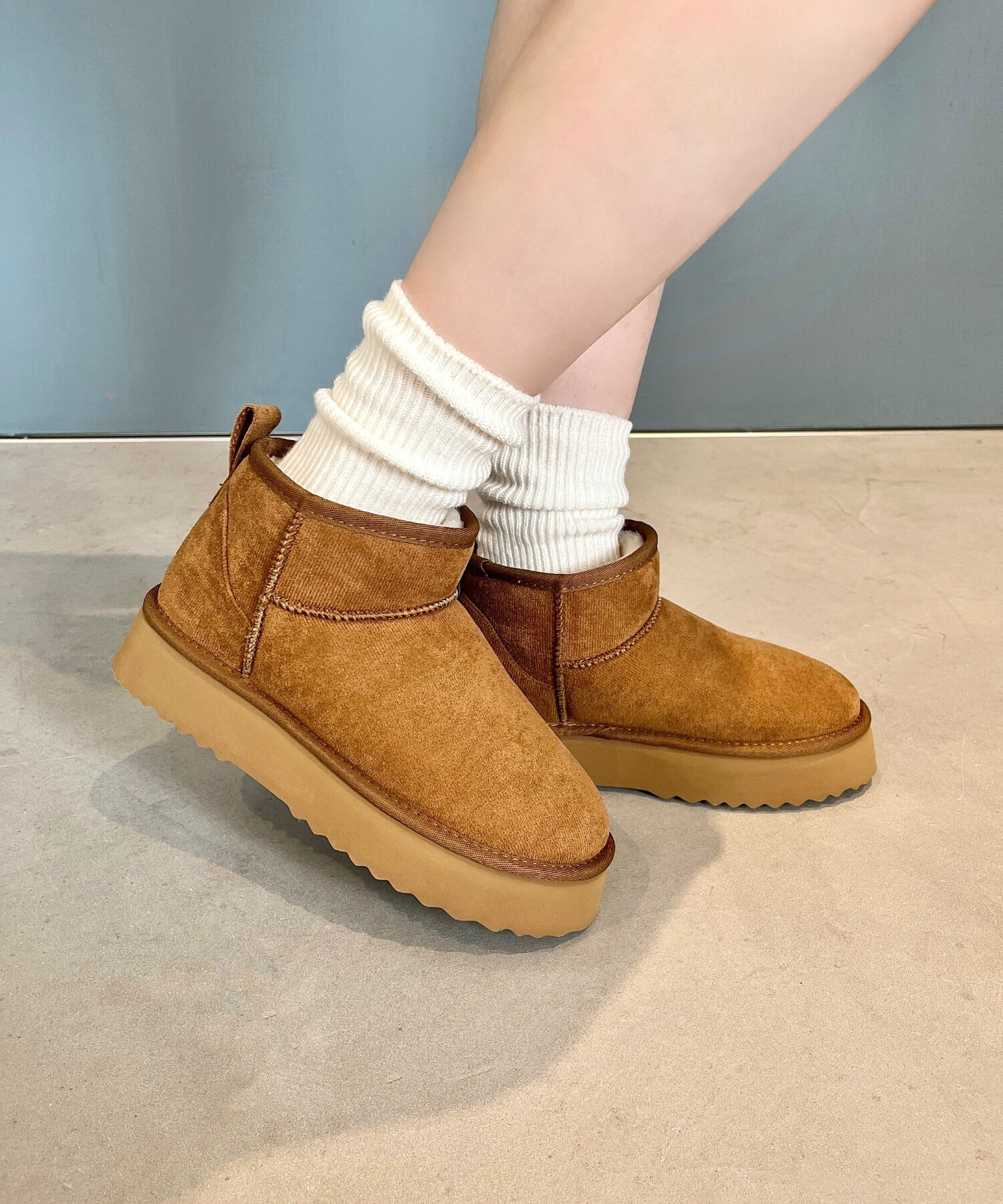 ORiental TRaffic「【累計1万足突破】 厚底 ムートン ショートブーツ /35401 軽量 防寒」|ショートブーツ|