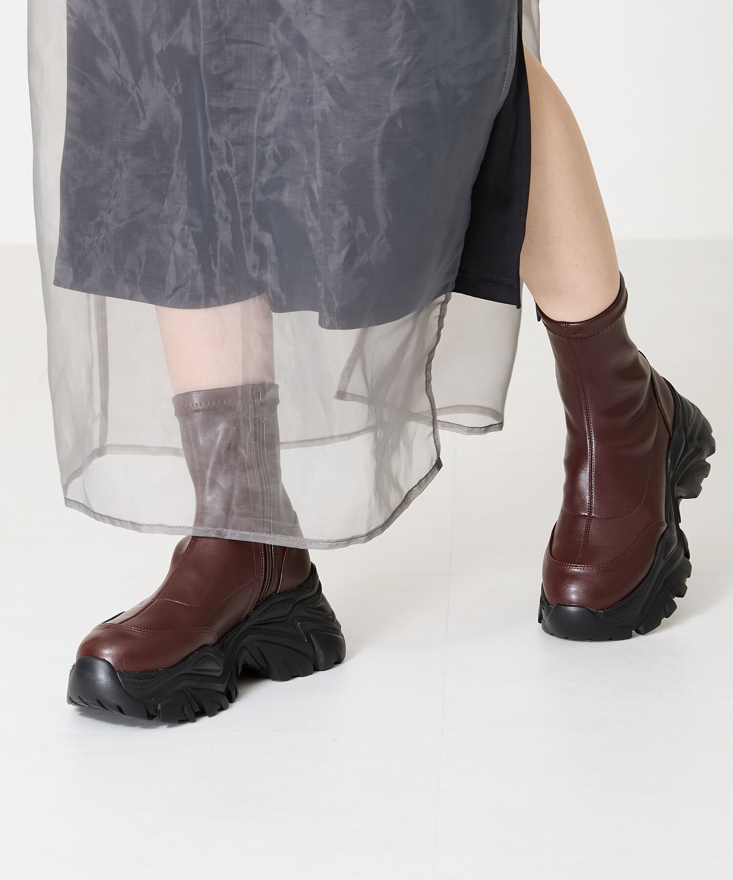 ORiental TRaffic「【 軽量 ・ 厚底 】 スニーカーソール ショートブーツ /41412 ストレッチ 美脚」|スニーカー|