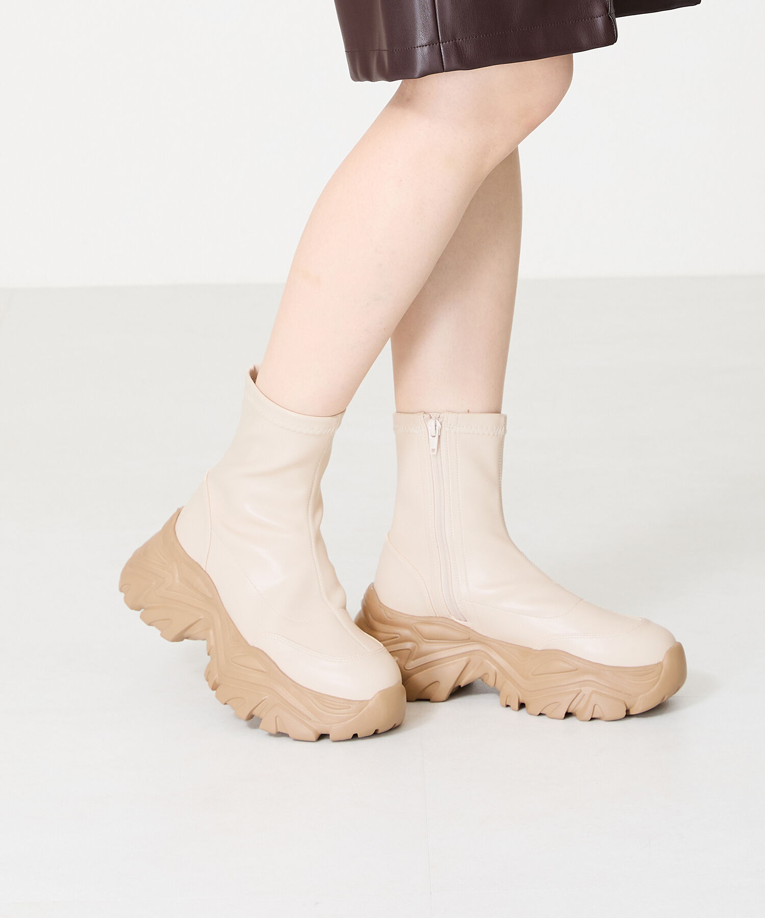 ORiental TRaffic「【 軽量 ・ 厚底 】 スニーカーソール ショートブーツ /41412 ストレッチ 美脚」|スニーカー|