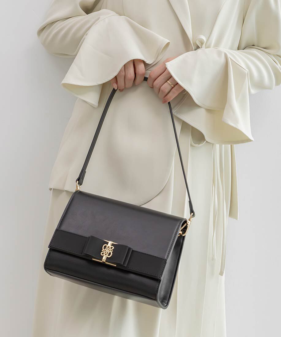  「2WAY モノグラムリボンショルダーバッグ」|ショルダー・メッセンジャー|ブラック