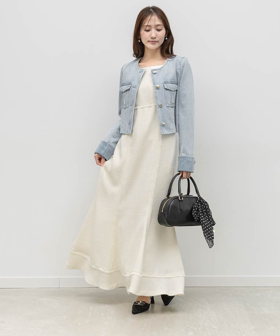  「2WAY スカーフ付きエンボスロゴボストンバッグ」|ハンドバッグ|