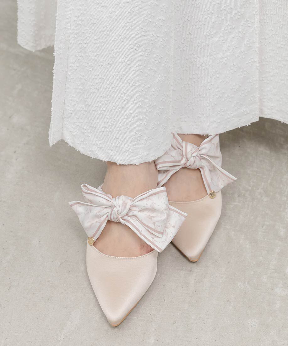  「スカーフリボンミュールパンプス」|パンプス|