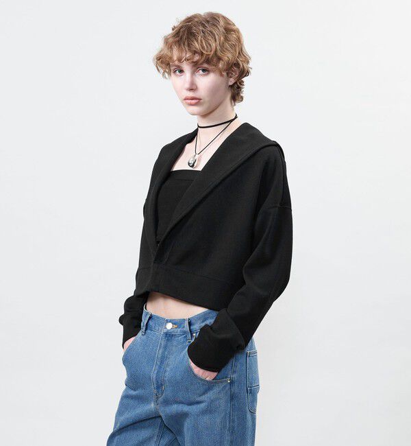 ASTRAET「＜ASTRAET＞ブークレー Vネック フーデッドパーカー」|パーカー|BLACK