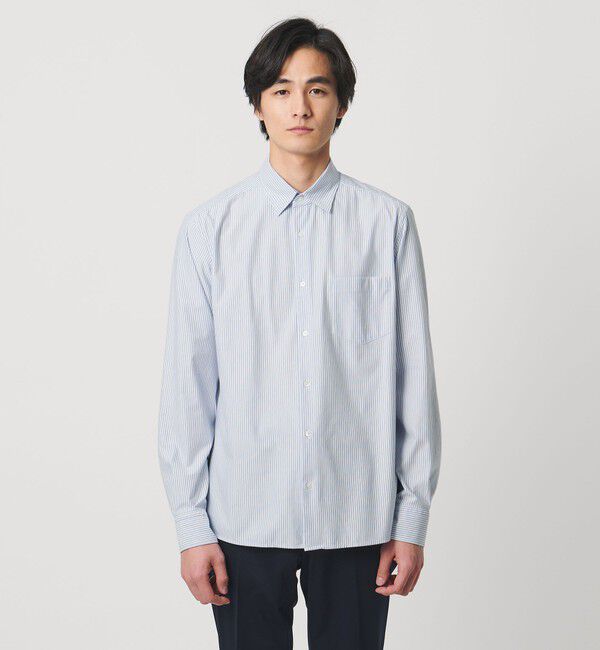 UNITED ARROWS「タイプライター ストライプ セミワイドカラーシャツ COMFORT EASY-MODEL　抗菌防臭」|シャツ・ブラウス|