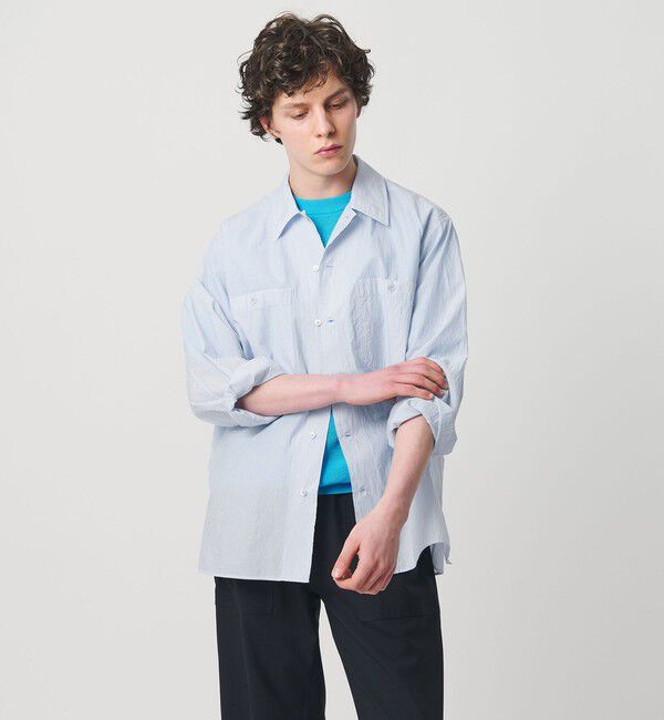 UNITED ARROWS「フェザーポプリン オーバーシャツ」|シャツ・ブラウス|LT.BLUE